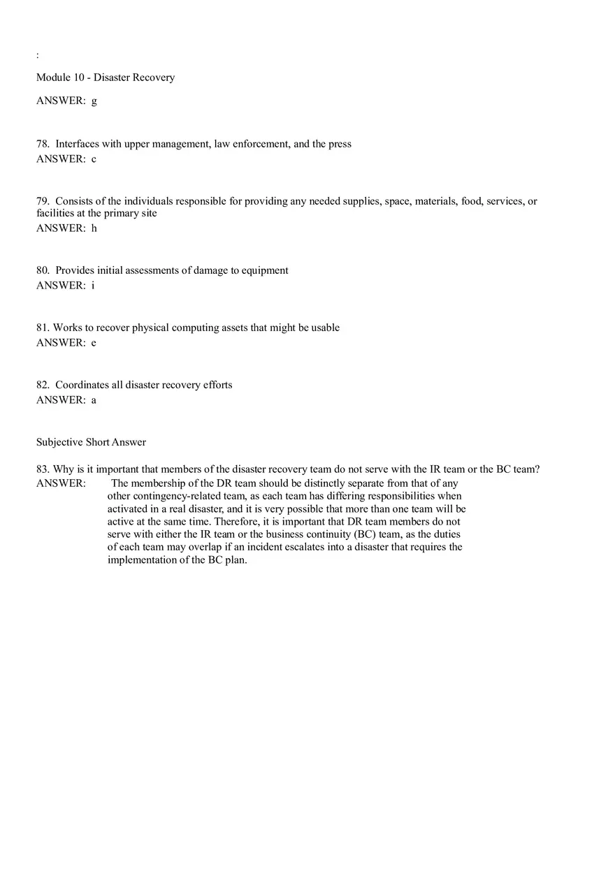 Module 10 - Disaster Recovery Answer Key Part 3 - Page 8