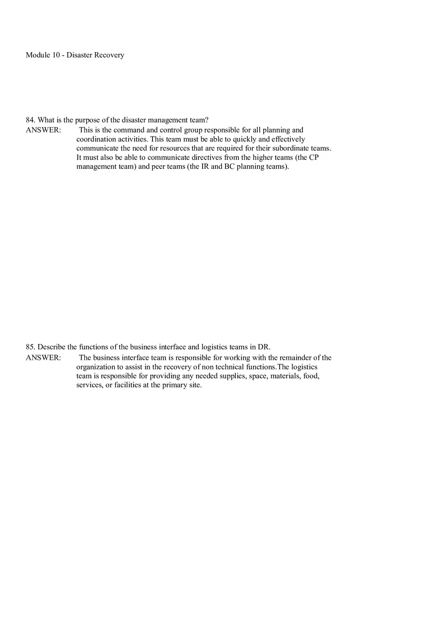 Module 10 - Disaster Recovery Answer Key Part 3 - Page 9