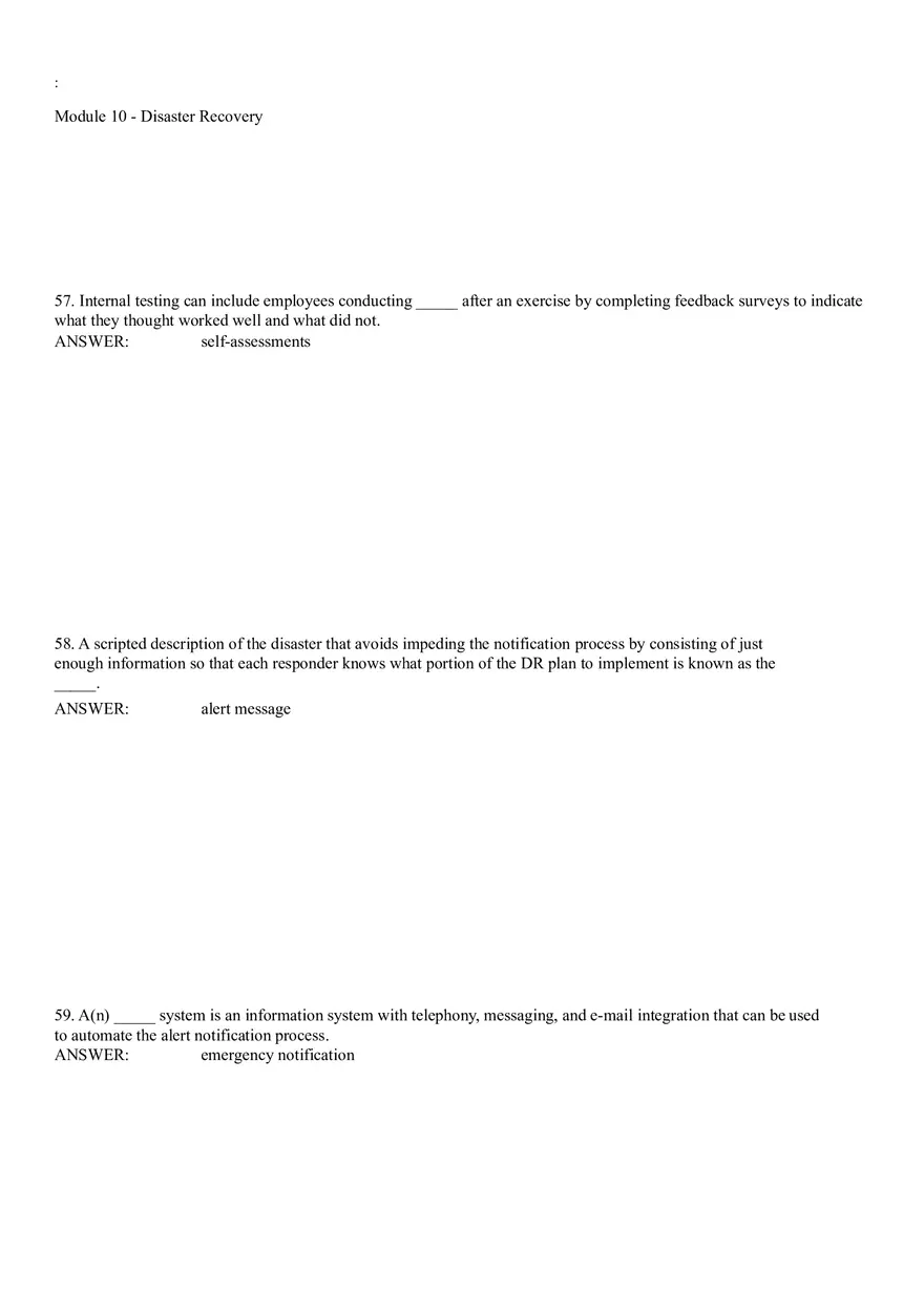 Module 10 - Disaster Recovery Answer Key Part 3 - Page 3