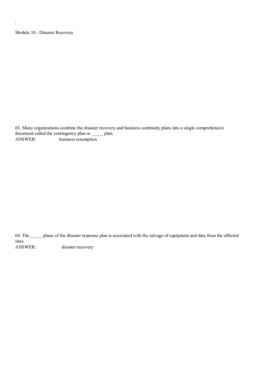 Module 10 - Disaster Recovery Answer Key Part 3 - Page 5