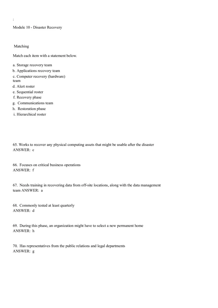 Module 10 - Disaster Recovery Answer Key Part 3 - Page 6