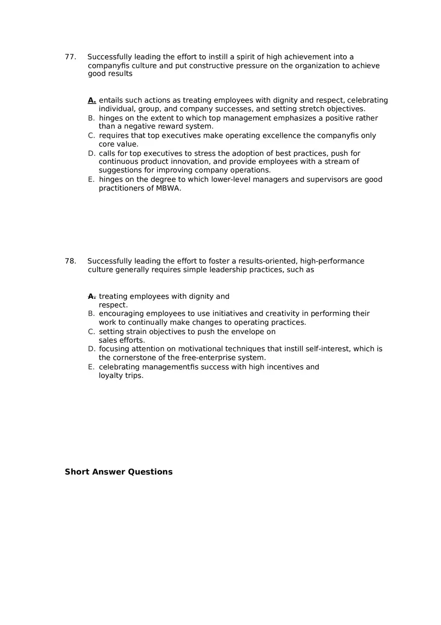 Superior Strategy Execution-Another Path to Competitive Advantage Answer Key 4 - Page 14