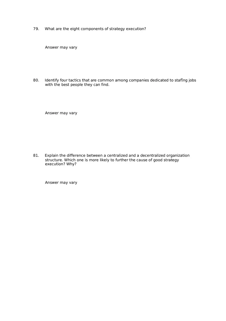 Superior Strategy Execution-Another Path to Competitive Advantage Answer Key 4 - Page 15