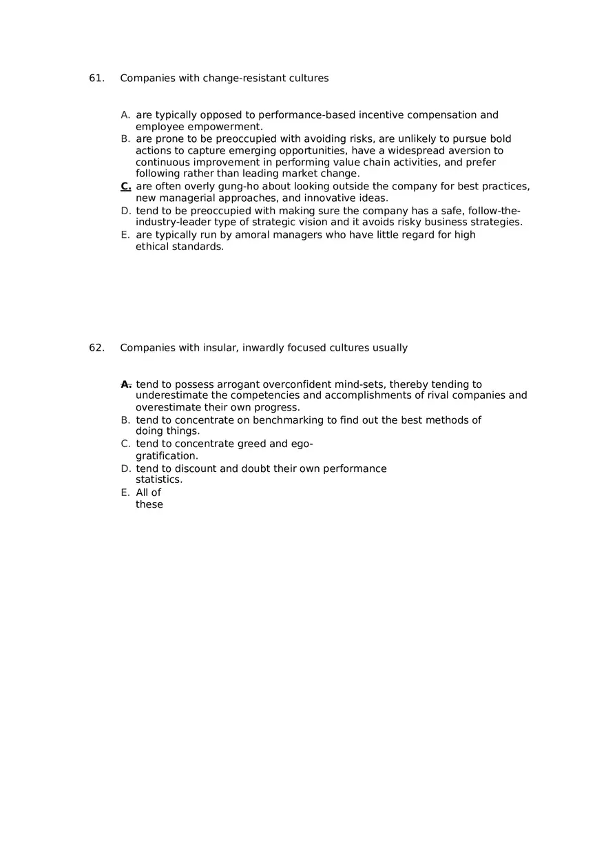 Superior Strategy Execution-Another Path to Competitive Advantage Answer Key 4 - Page 1