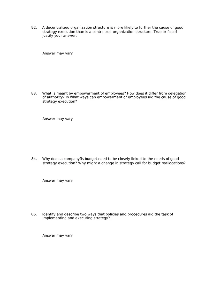 Superior Strategy Execution-Another Path to Competitive Advantage Answer Key 4 - Page 3