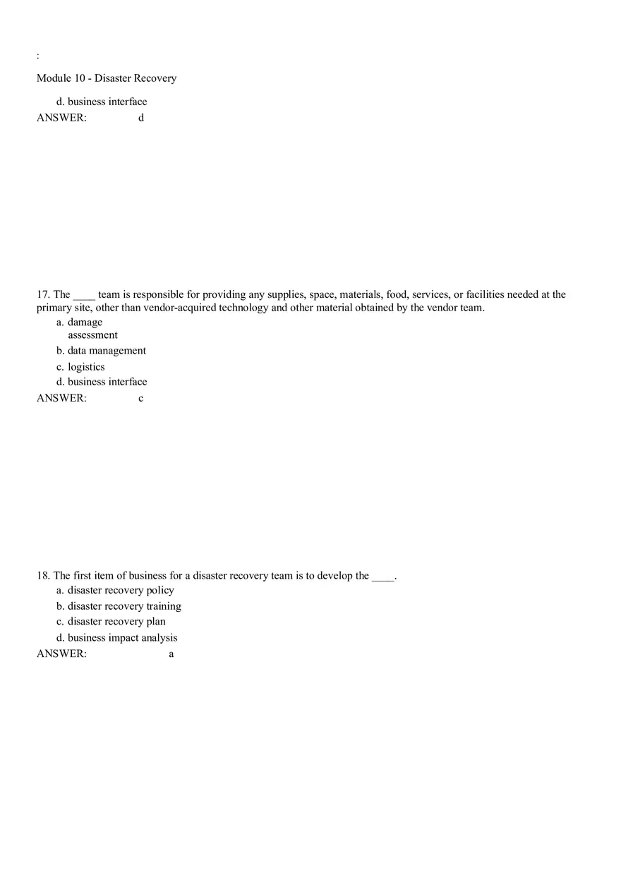 Module 10 - Disaster Recovery Answer Key Part 1 - Page 7
