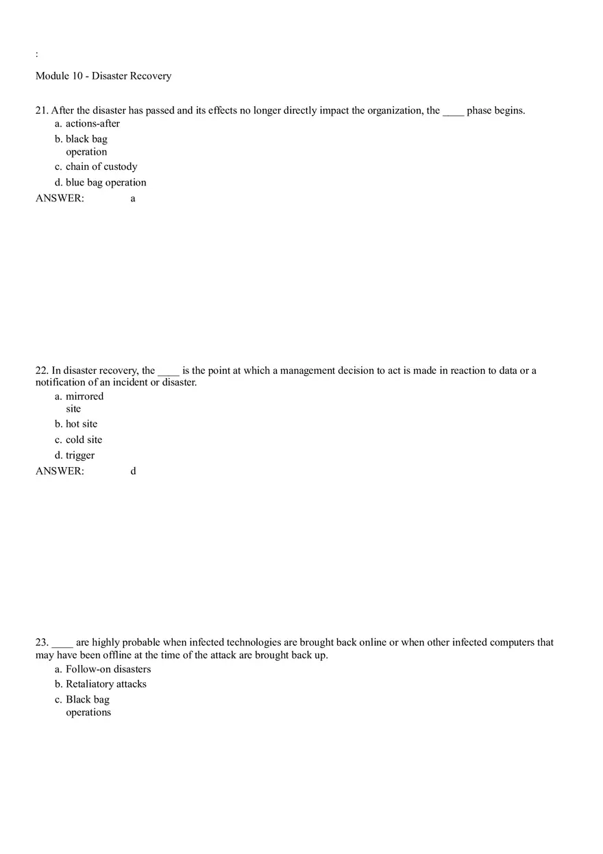 Module 10 - Disaster Recovery Answer Key Part 1 - Page 9