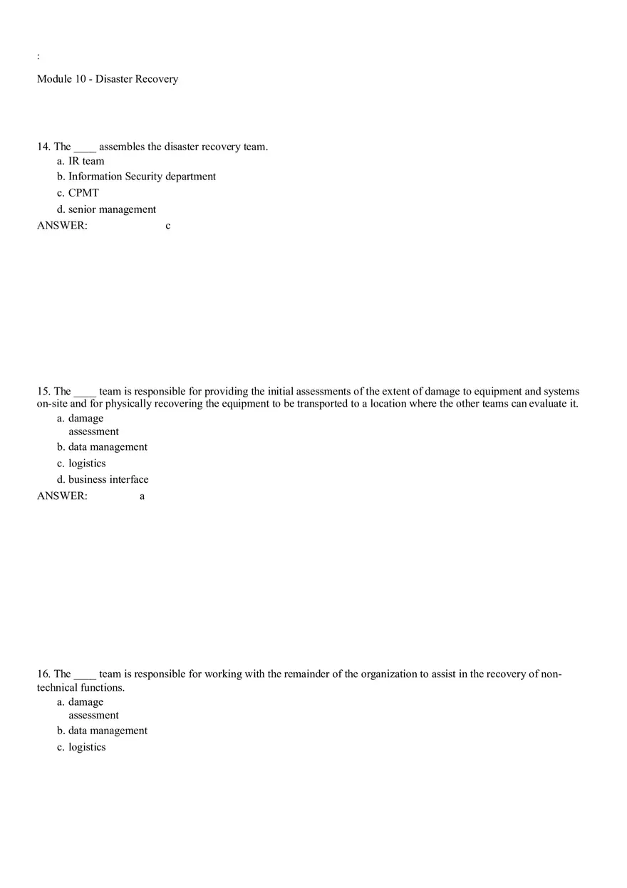 Module 10 - Disaster Recovery Answer Key Part 1 - Page 6
