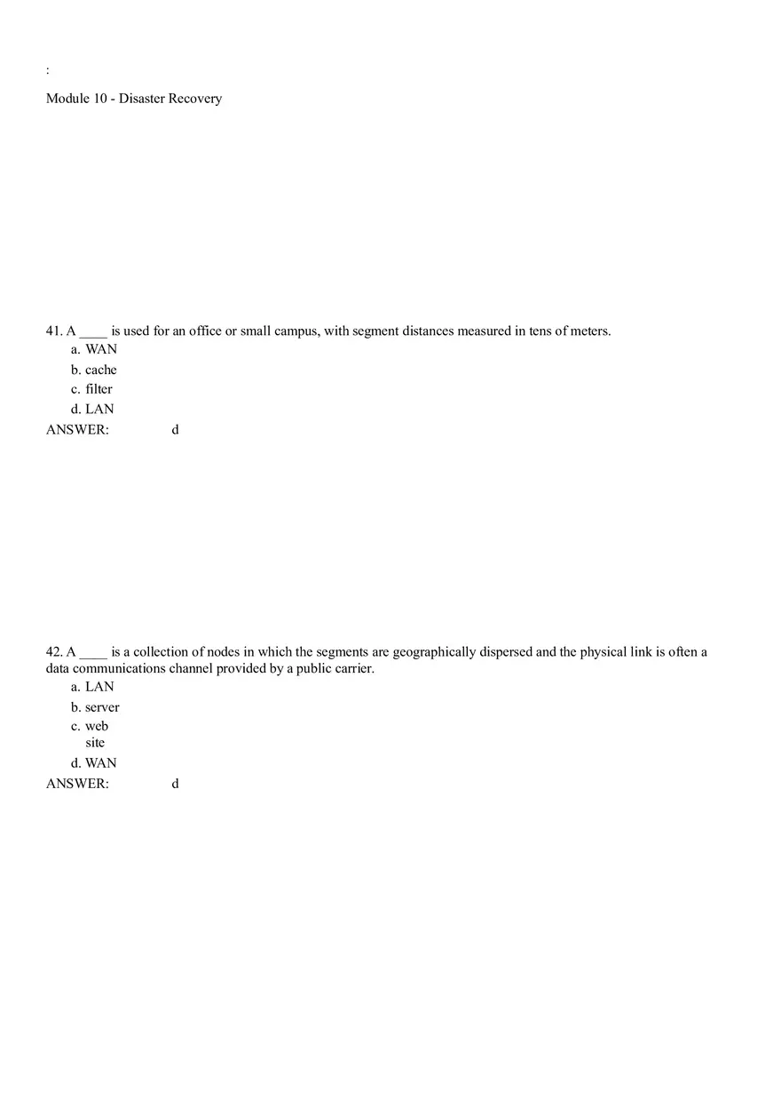 Module 10 - Disaster Recovery Answer Key Part 2 - Page 7