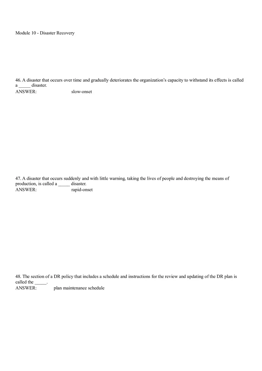 Module 10 - Disaster Recovery Answer Key Part 2 - Page 9