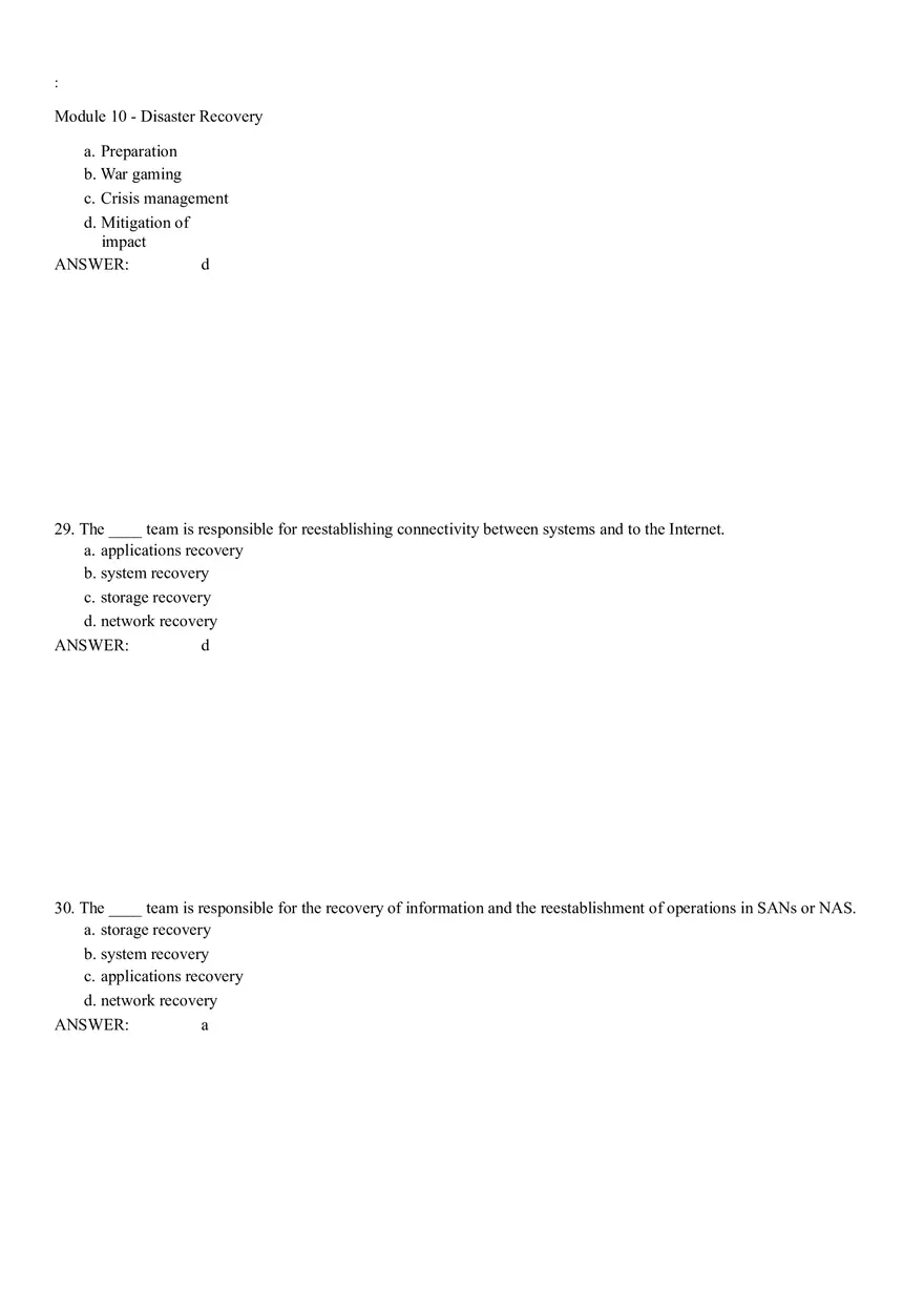 Module 10 - Disaster Recovery Answer Key Part 2 - Page 2