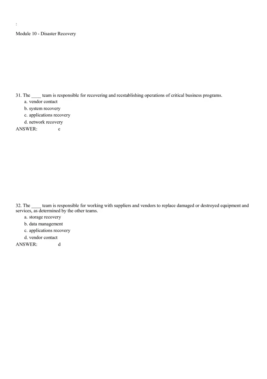 Module 10 - Disaster Recovery Answer Key Part 2 - Page 3