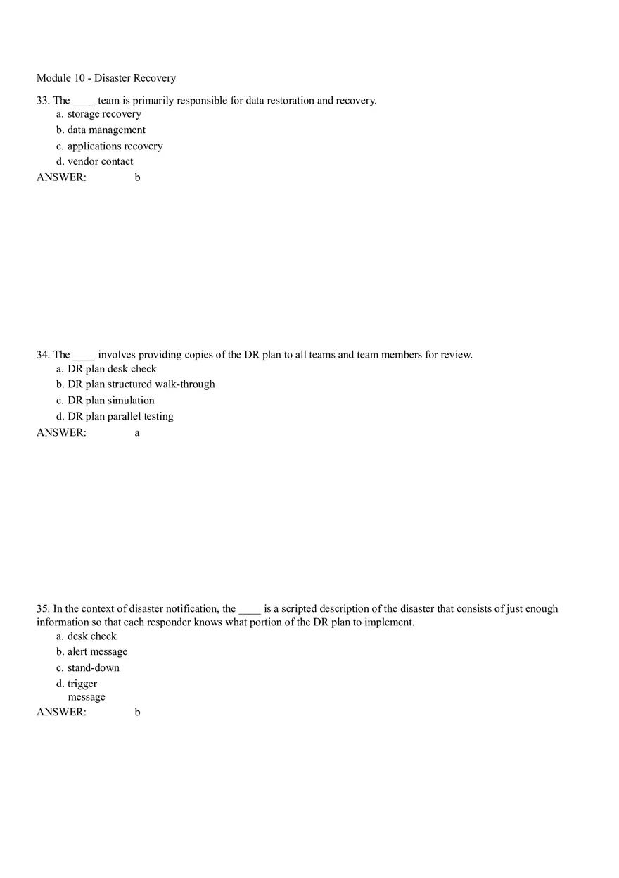 Module 10 - Disaster Recovery Answer Key Part 2 - Page 4