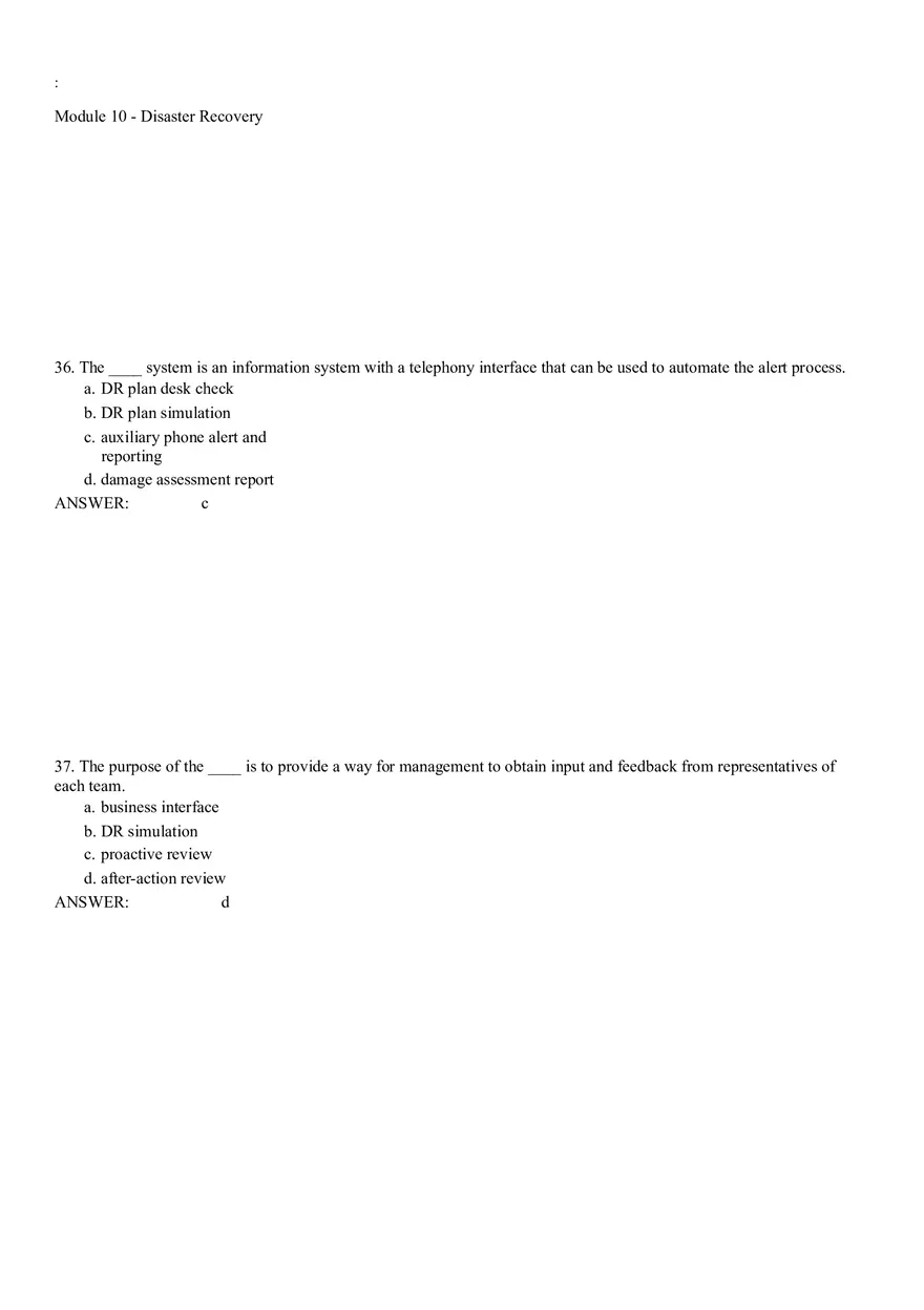 Module 10 - Disaster Recovery Answer Key Part 2 - Page 5