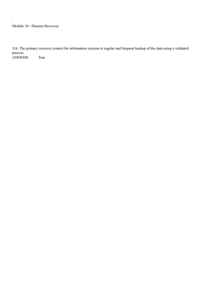 Module 10 - Disaster Recovery Answer Key Part 4 - Page 7