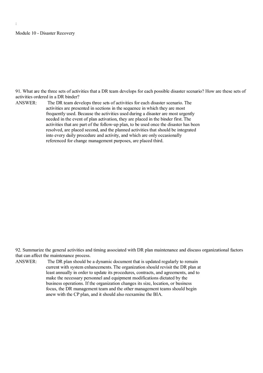 Module 10 - Disaster Recovery Answer Key Part 4 - Page 8