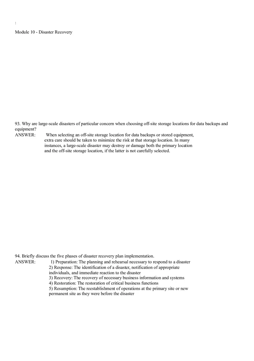 Module 10 - Disaster Recovery Answer Key Part 4 - Page 9