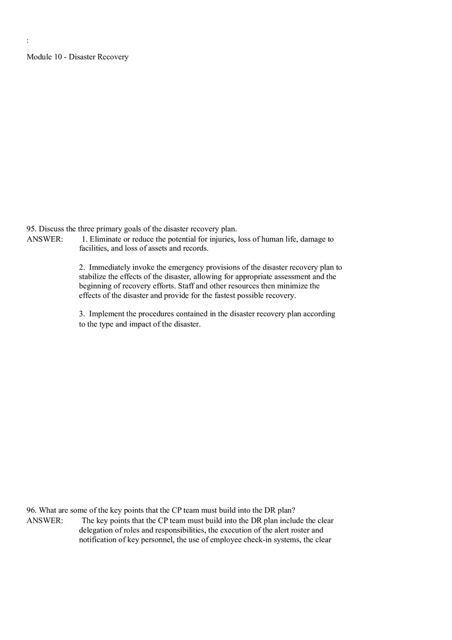 Module 10 - Disaster Recovery Answer Key Part 4 - Page 10