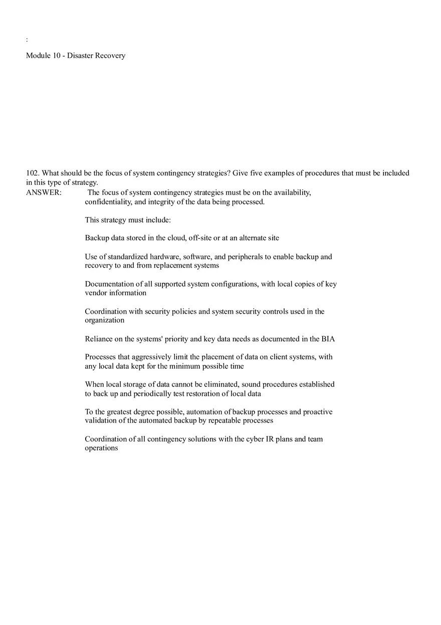Module 10 - Disaster Recovery Answer Key Part 4 - Page 14