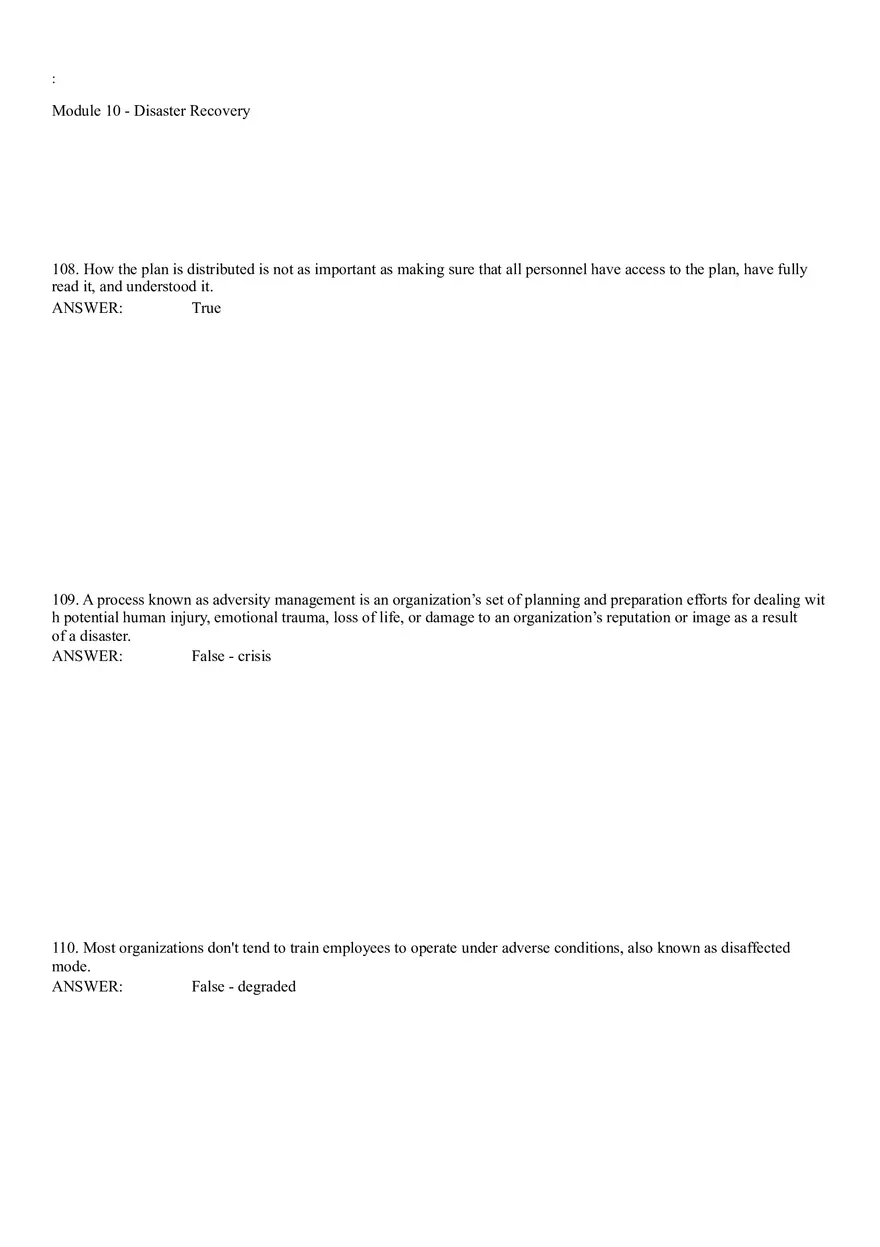 Module 10 - Disaster Recovery Answer Key Part 4 - Page 4