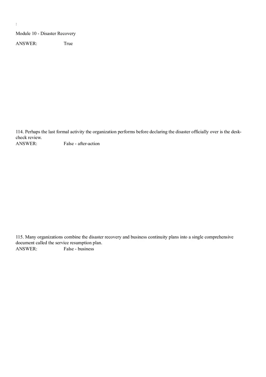 Module 10 - Disaster Recovery Answer Key Part 4 - Page 6