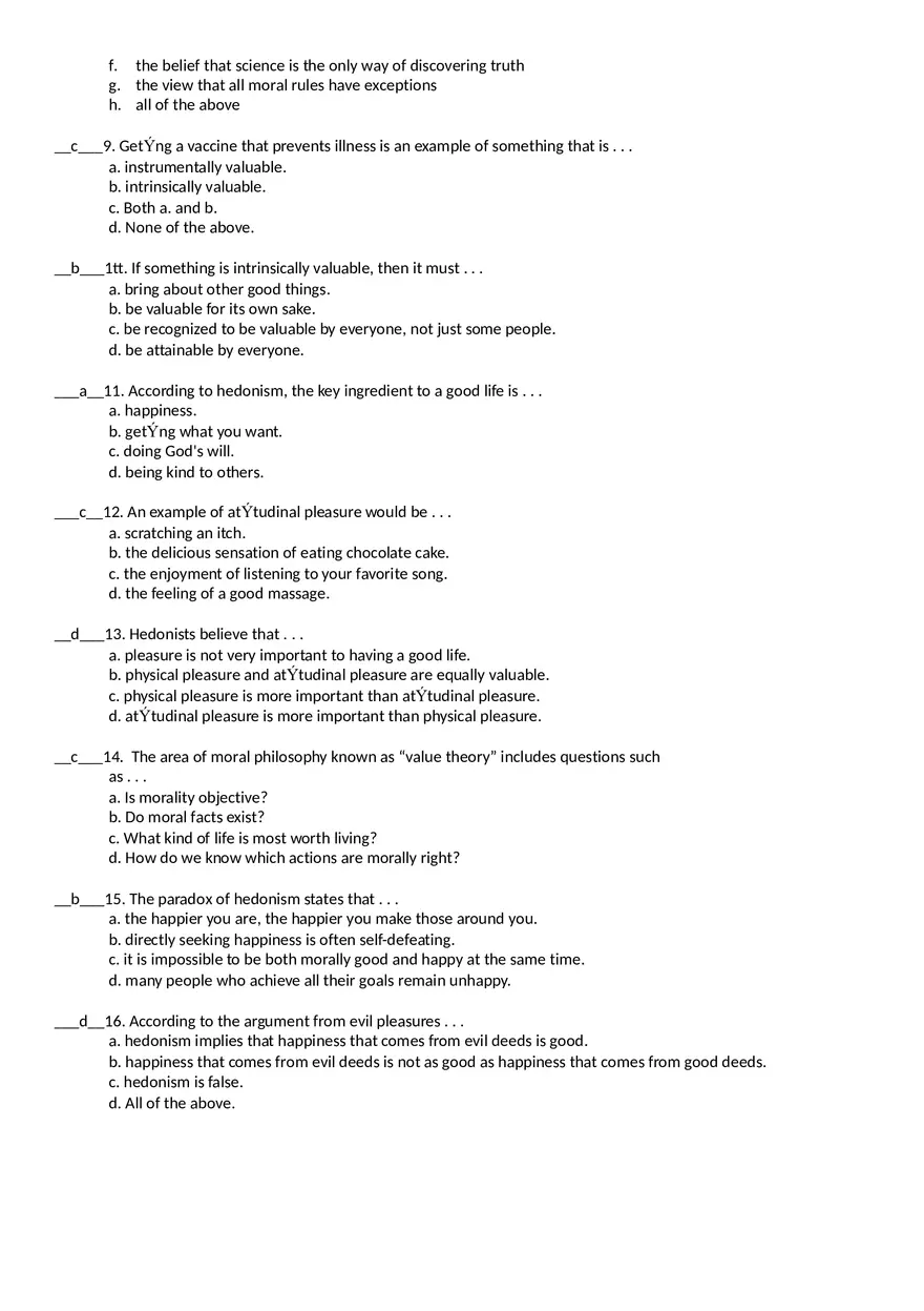 Moral Issues 40 Multiple Choice Questions - Page 2