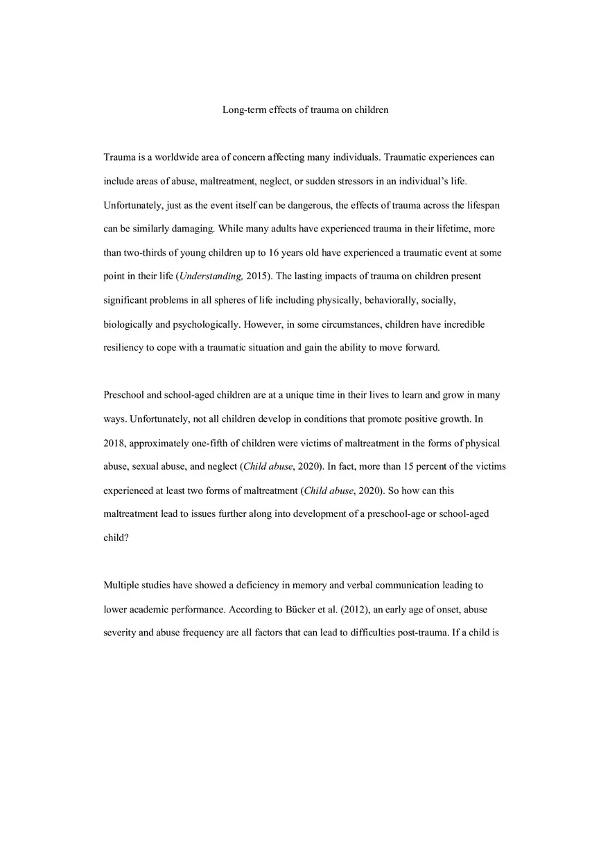 Long-term Effects of Trauma on Children - Page 1