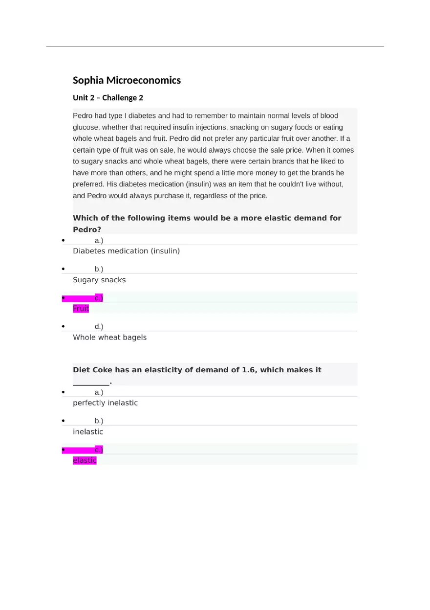 Sophia Microeconomics Unit 2 Challenge 2 - Page 1
