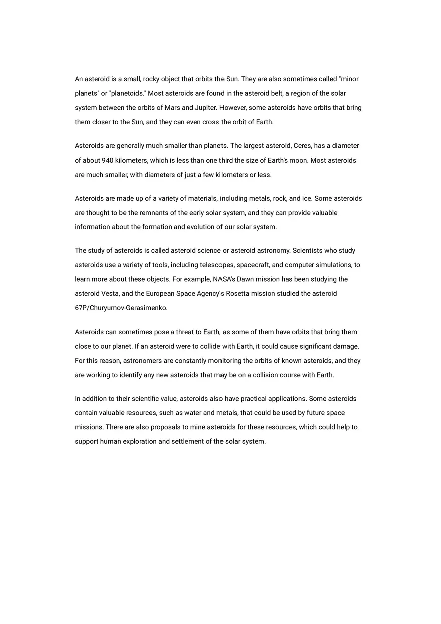 Asteroids - Their Formation, Importance, and Potential Threats to Earth - Page 2