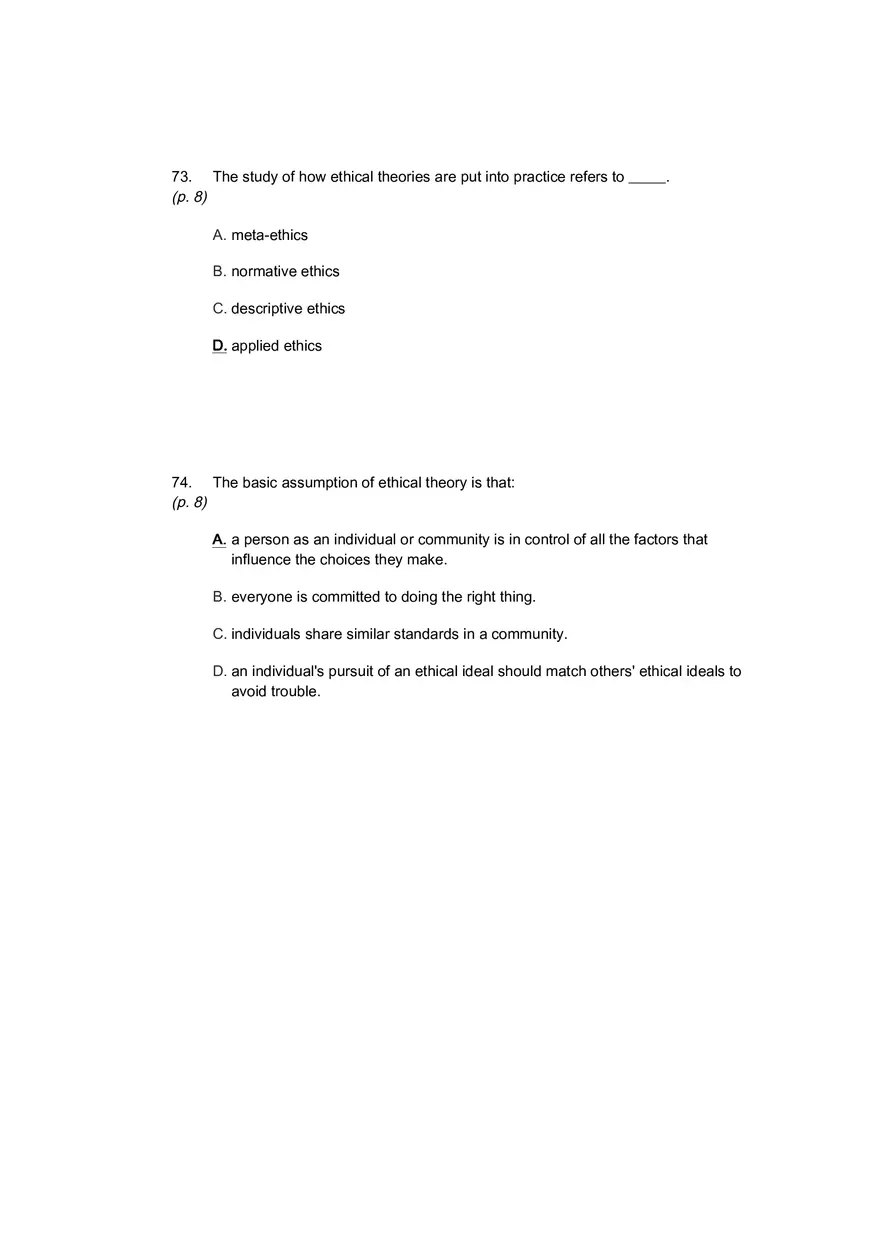 Understanding Ethics Answer Key Part 4 - Page 1