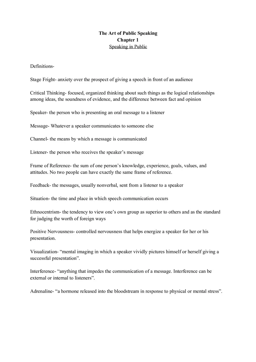 The Art of Public Speaking Chapter 1 - Page 1