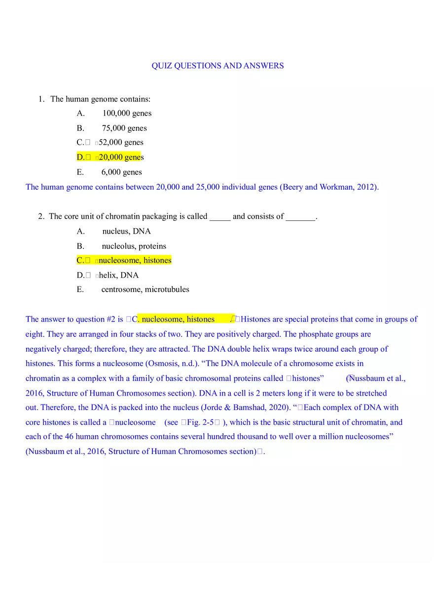 Advanced Problems In Genetics Quiz Answers - Page 1