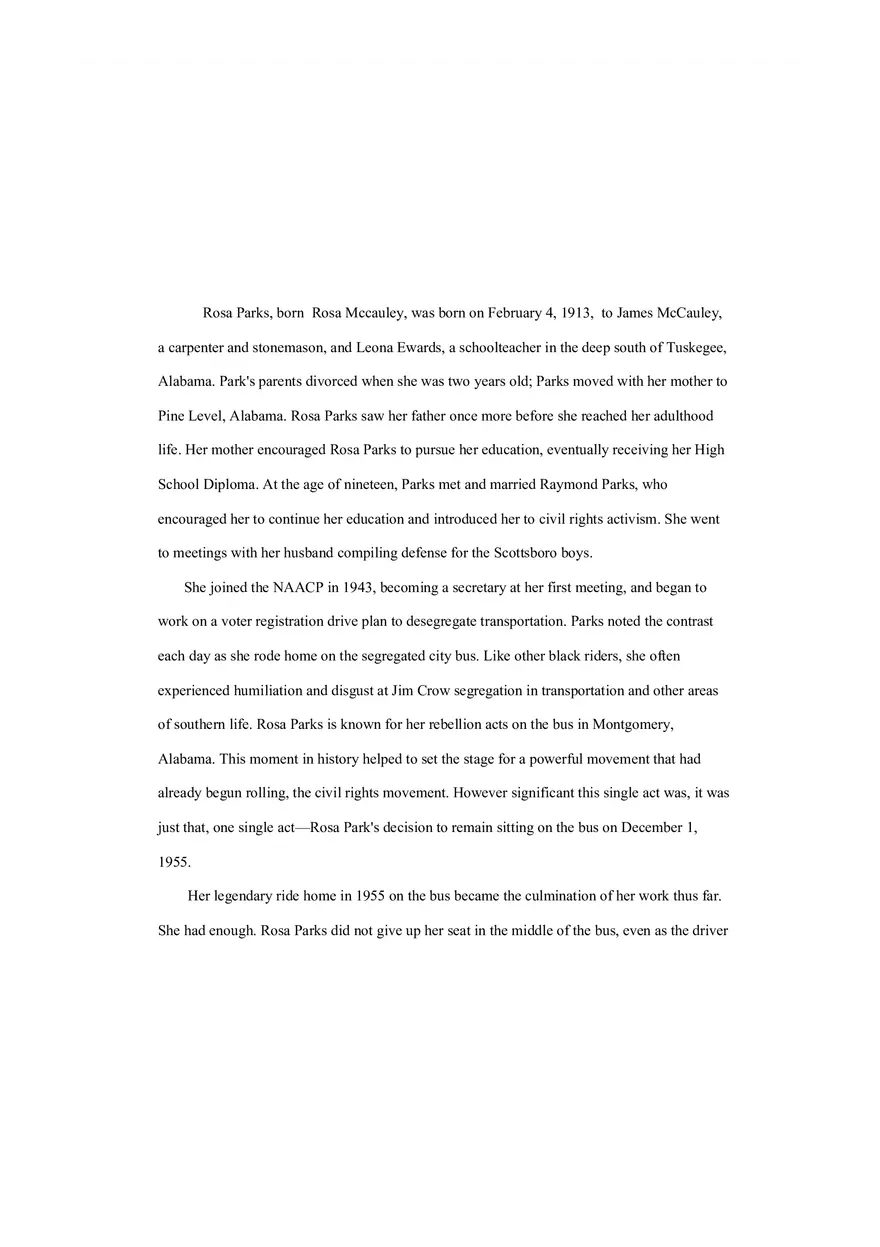 Biography Rosa Parks - Page 1