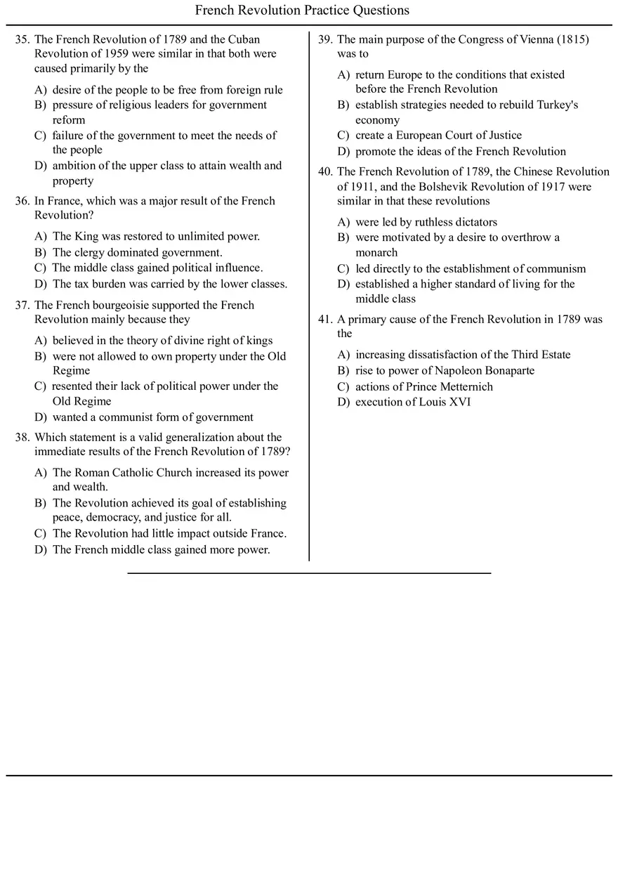 French Revolution Practice Questions with Answers - Page 6