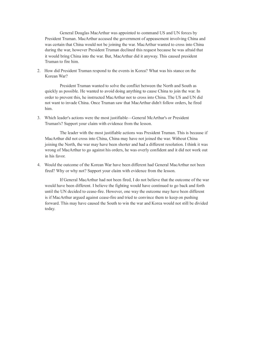 How did General Douglas MacArthur React to the Events in Korea - Page 2