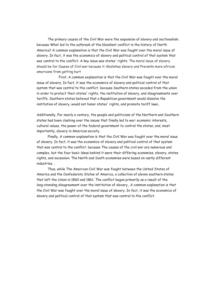 Causes of Civil War DBQ - Page 1