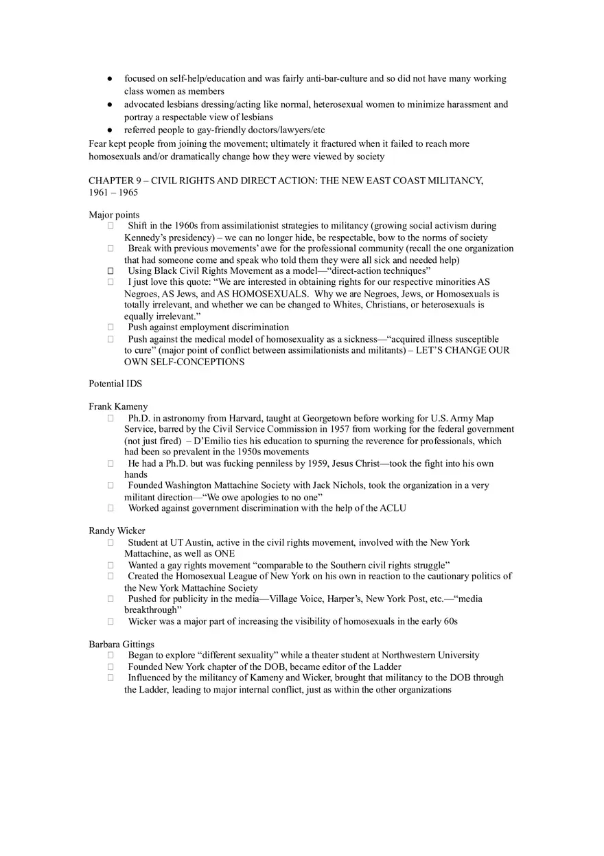 The Making of a Homosexual Minority, 1945-1970 (Chapters 4-7, 9-10) - Page 2