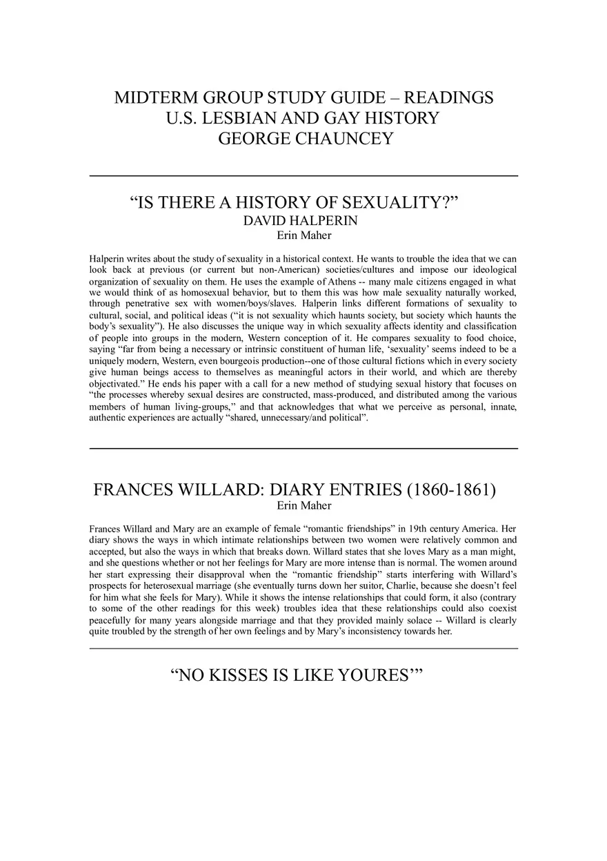 Readings U.S. Lesbian and Gay History George Chauncey - Page 1