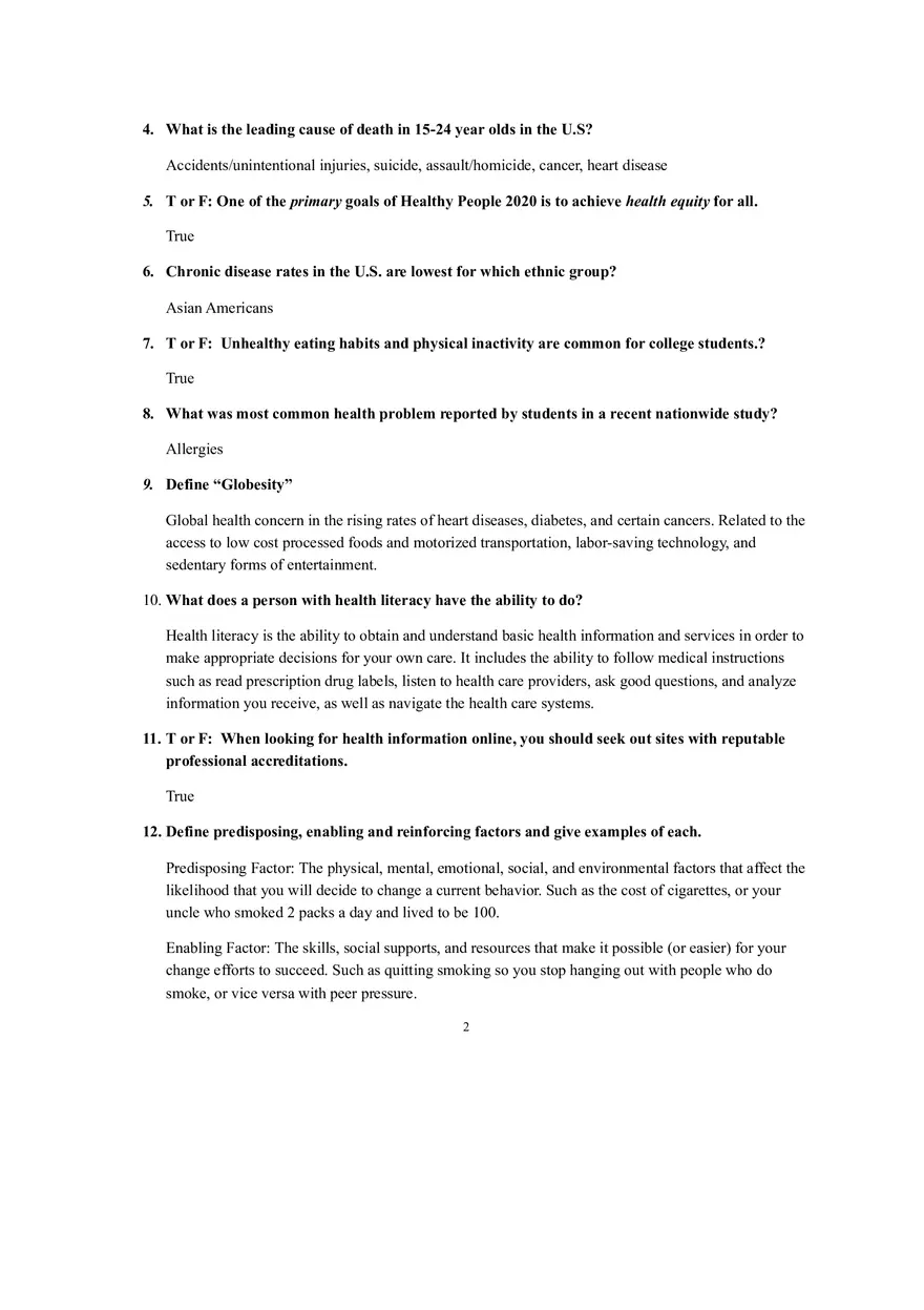 Study Guide for Health in the 21st Century - Page 2