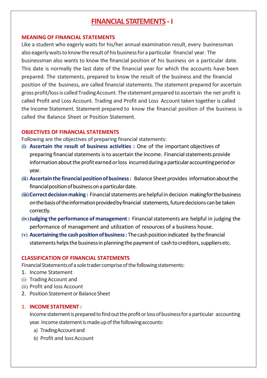 Financial Statements - I - Page 1