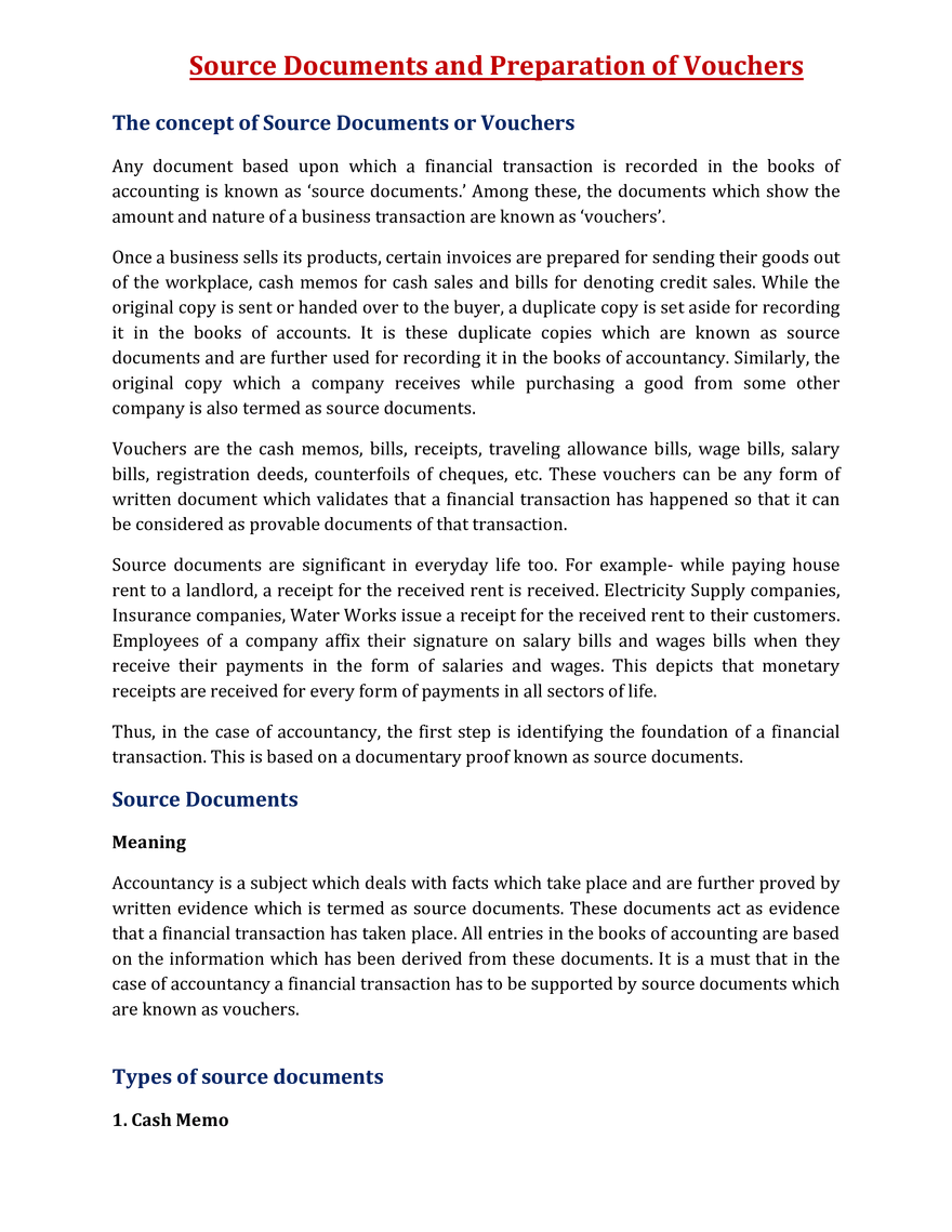 Source Documentsand Preparation of Vouchers - Page 1