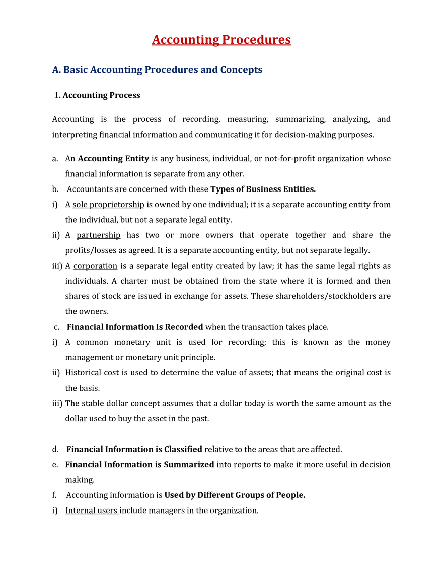 Accounting Procedures - Page 1