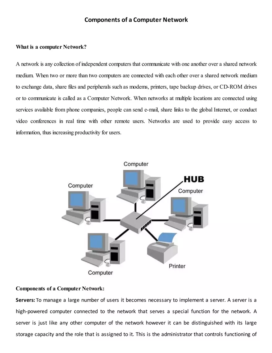 Components of a Computer Network - Page 1