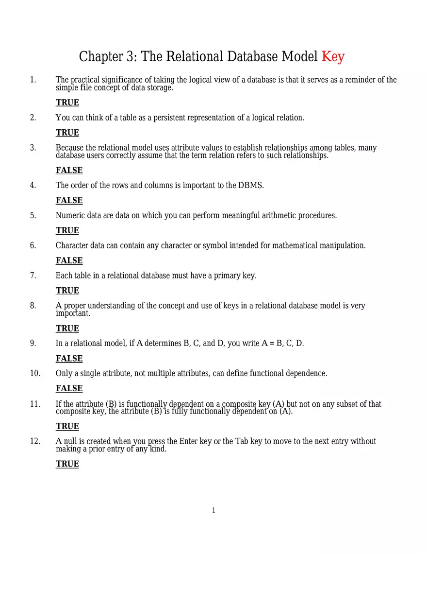 Chapter 3 The Relational Database Model - Page 1