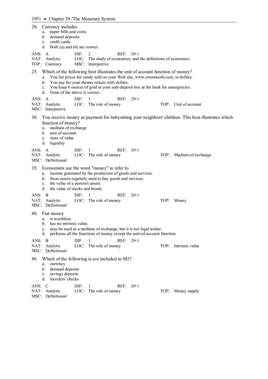 The Monetary System Answers - Page 2