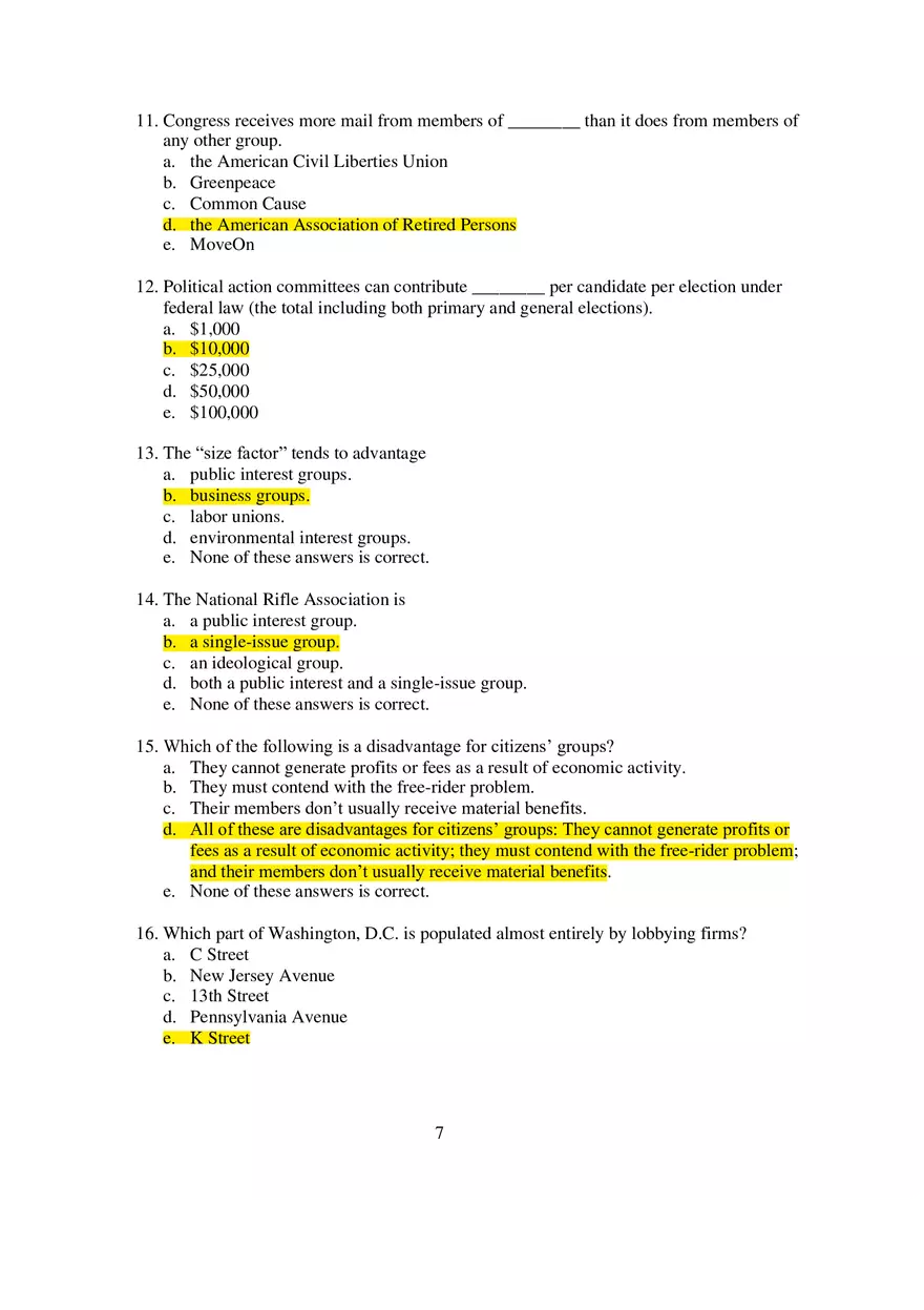 Chapter 9 Interest Groups Exam Multiple Choice - Page 3