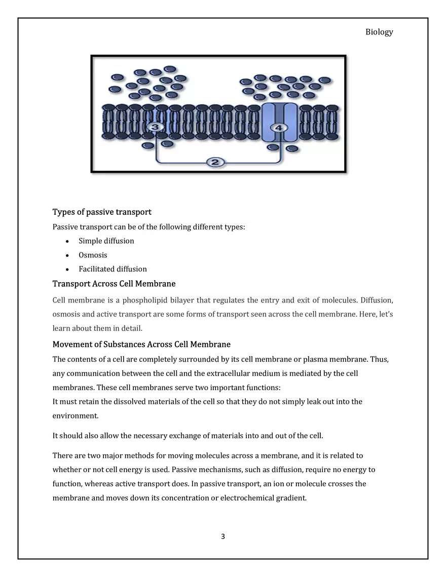 Active and Passive Transport of Materials in Plasma Membrane - Page 3