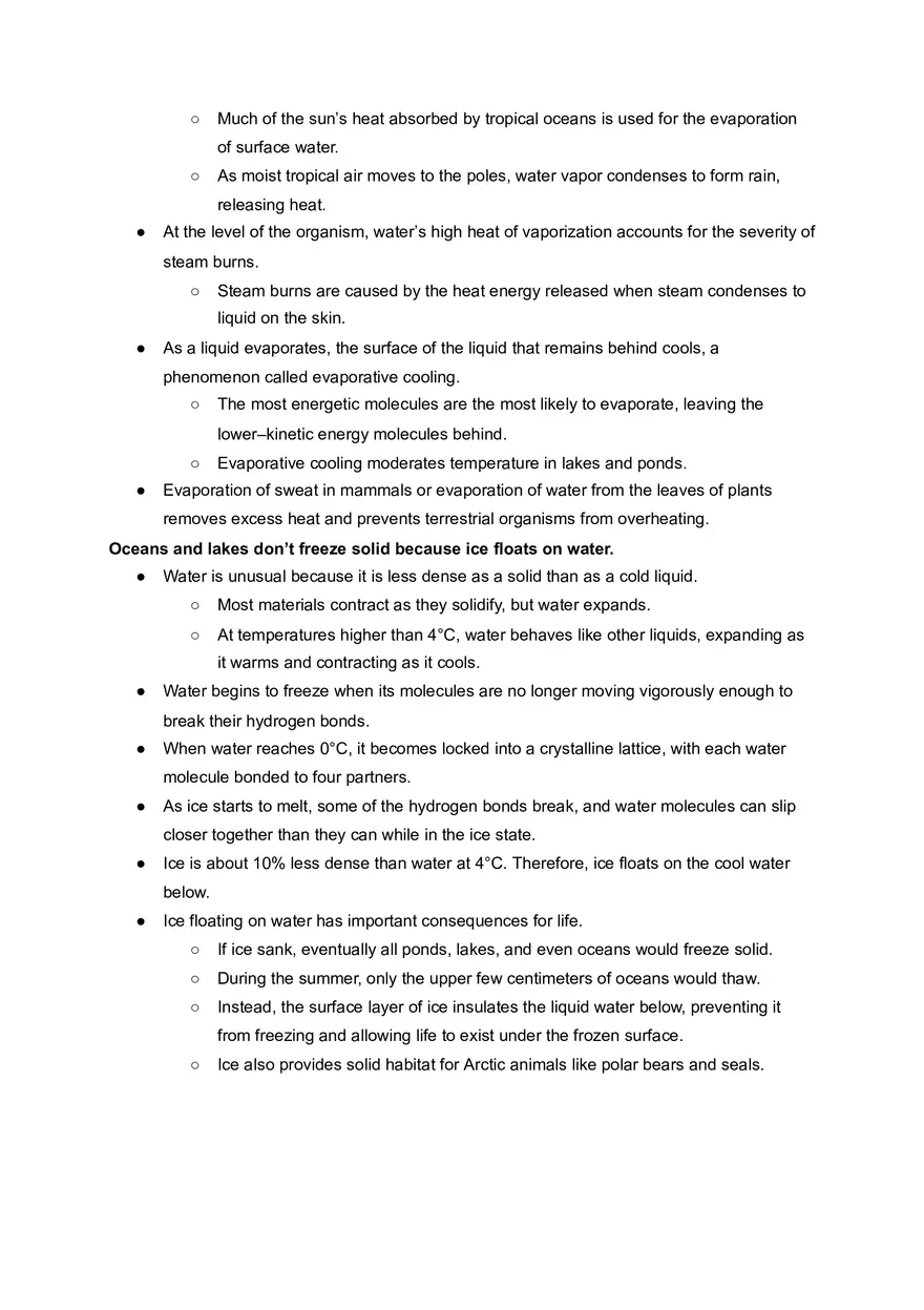 Concept 3.2 Four  Emergent Properties of Water Contribute to Earth’s   Suitability for Life - Page 4