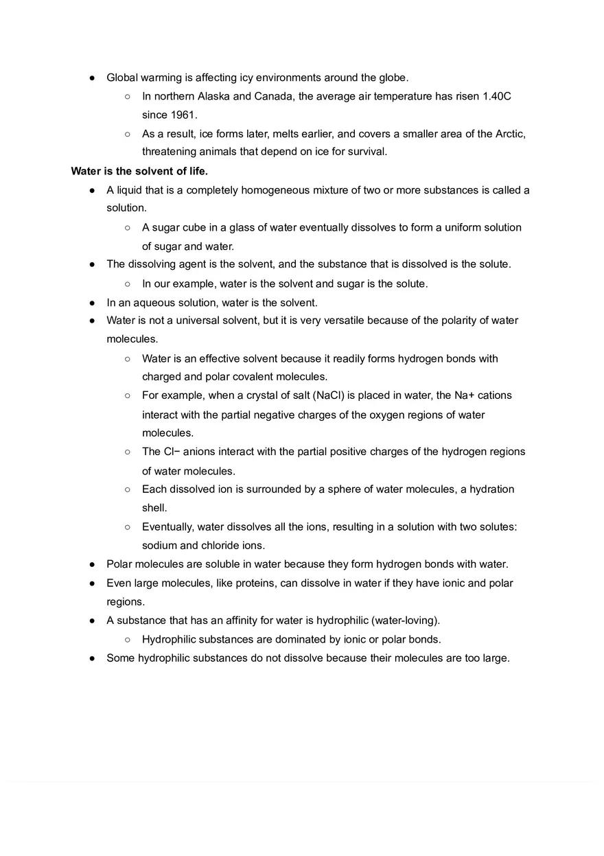 Concept 3.2 Four  Emergent Properties of Water Contribute to Earth’s   Suitability for Life - Page 5