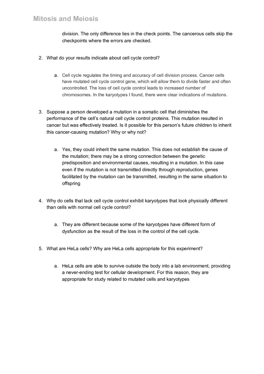 Mitosis and Meiosis Lab - Page 10